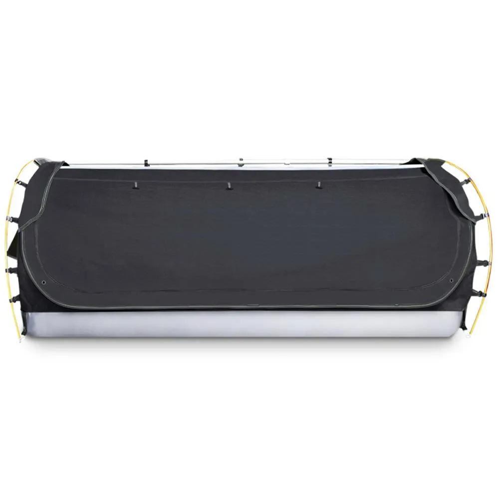 Swag King Single Camping Swags Canvas Free Standing Dome Tent Dark Grey with 7CM Mattress