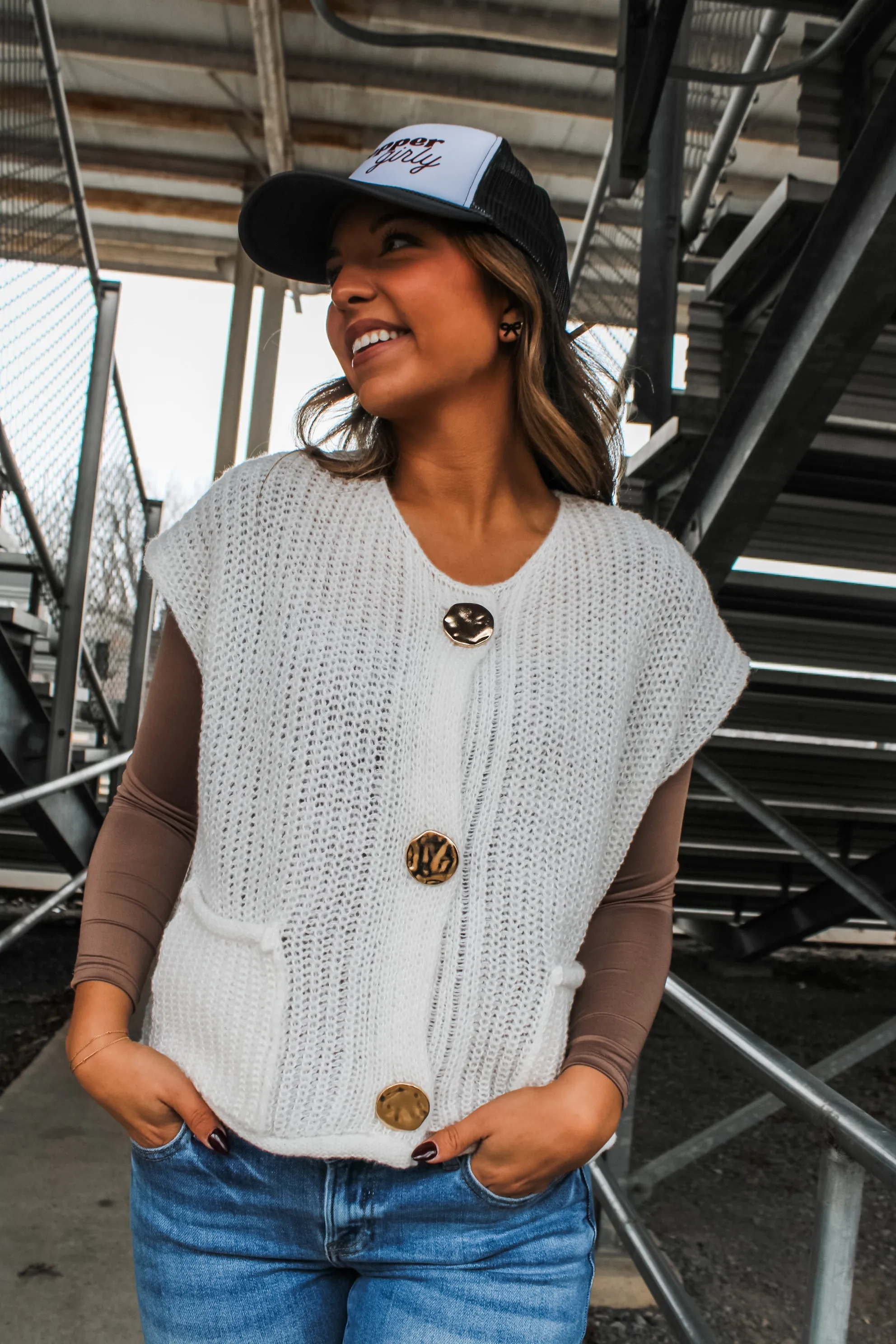 Swing Of Things Sweater Vest • White