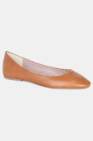 Tan Round Toe Solid Flat - ZLessie