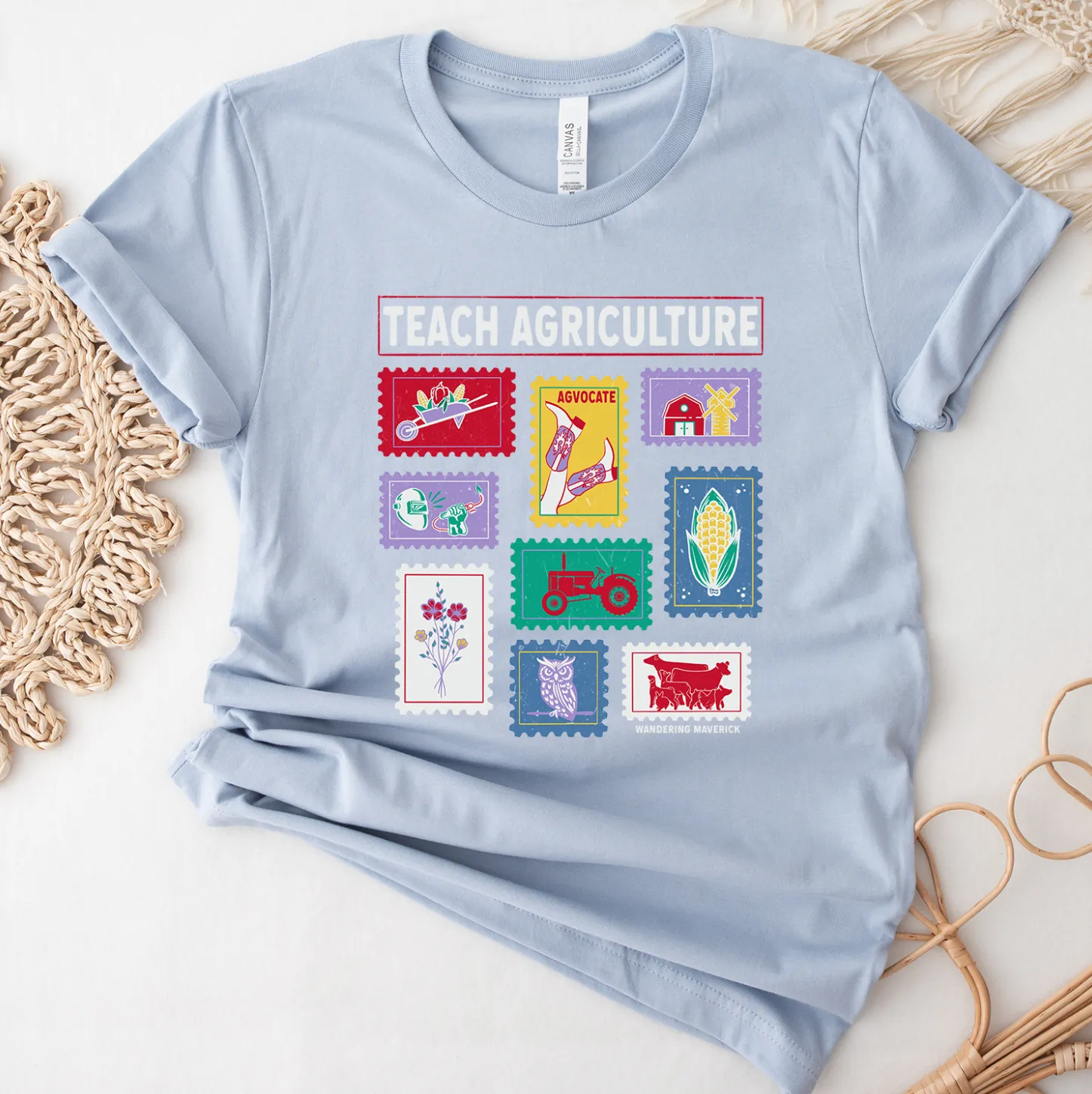 Teach Agriculture Stamps – Bella Canvas T-Shirt