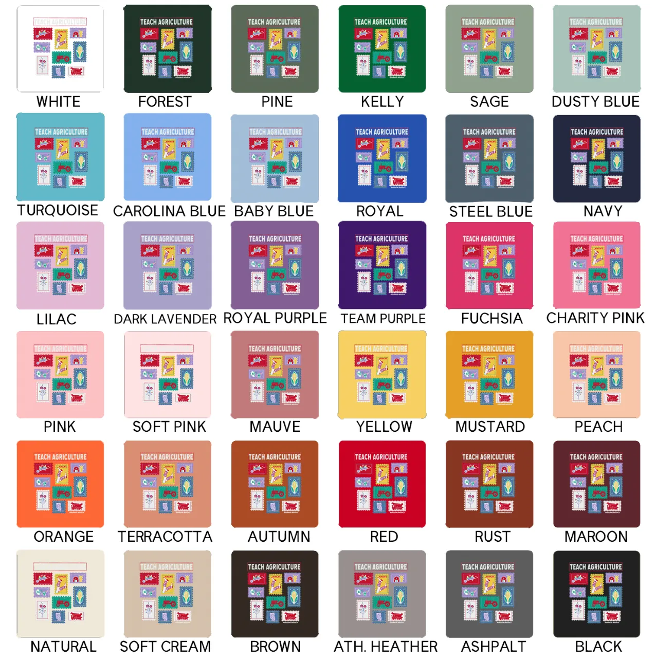 Teach Agriculture Stamps – Bella Canvas T-Shirt