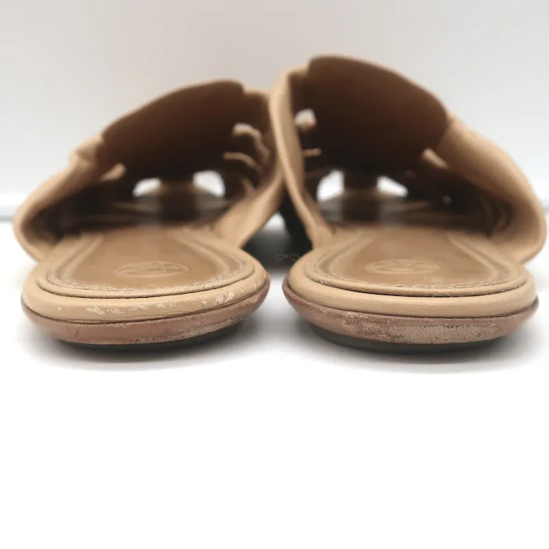 The Row Capri Slides Nude Woven Leather Size 39 Flat Mules