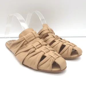 The Row Capri Slides Nude Woven Leather Size 39 Flat Mules