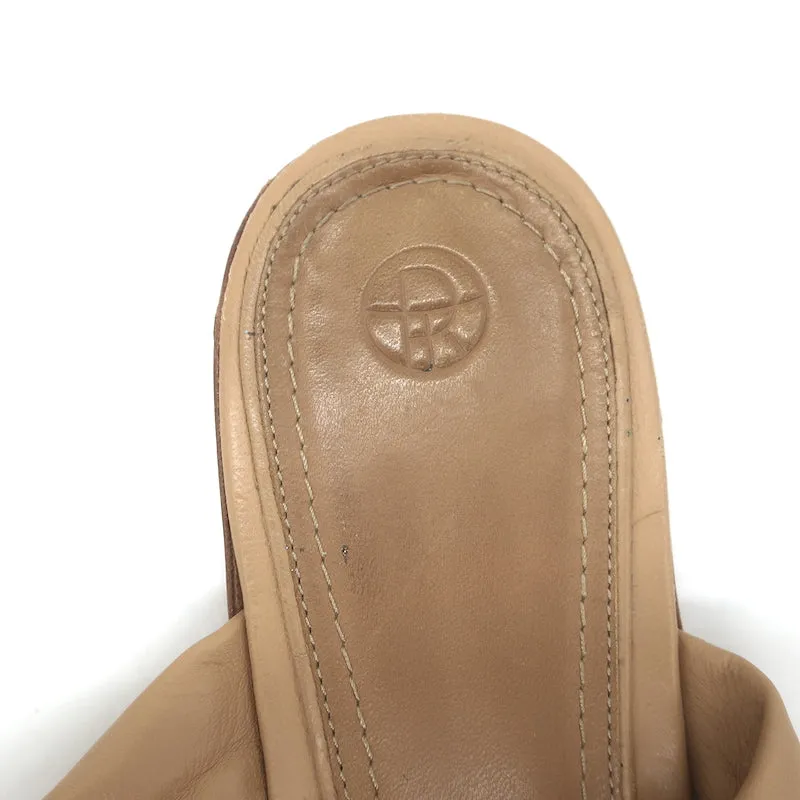 The Row Capri Slides Nude Woven Leather Size 39 Flat Mules