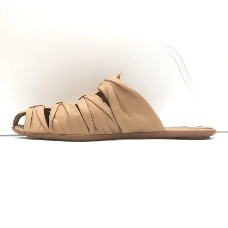 The Row Capri Slides Nude Woven Leather Size 39 Flat Mules
