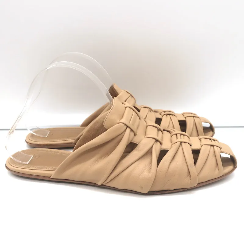 The Row Capri Slides Nude Woven Leather Size 39 Flat Mules