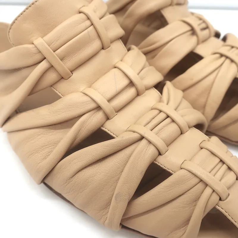 The Row Capri Slides Nude Woven Leather Size 39 Flat Mules
