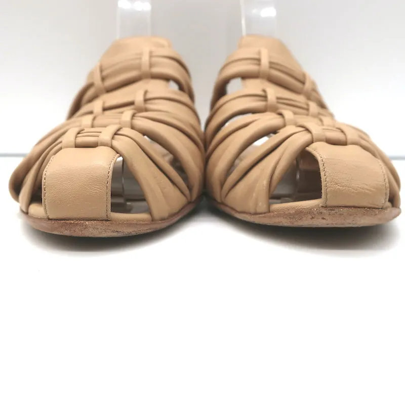 The Row Capri Slides Nude Woven Leather Size 39 Flat Mules