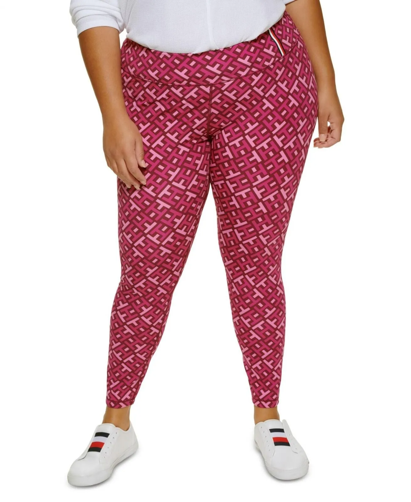 Tommy Hilfiger Sport Womens Plus Printed High Rise Leggings TP26479X