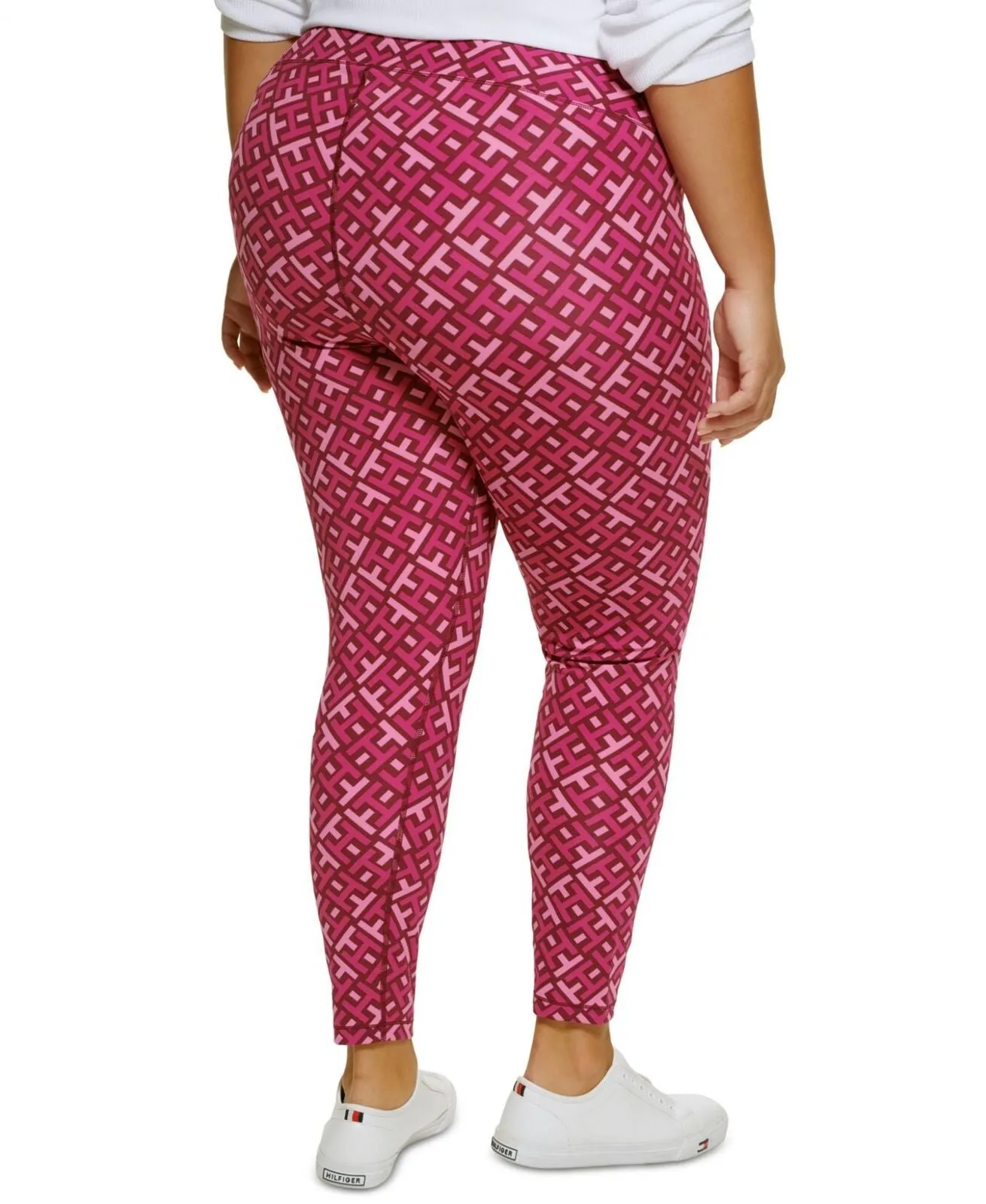 Tommy Hilfiger Sport Womens Plus Printed High Rise Leggings TP26479X