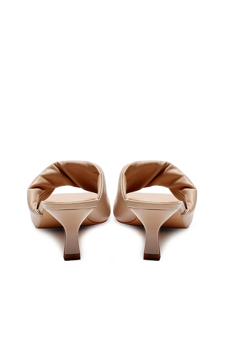 Twisted Open Toe Kitten Heel Slide Sandals