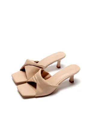 Twisted Open Toe Kitten Heel Slide Sandals