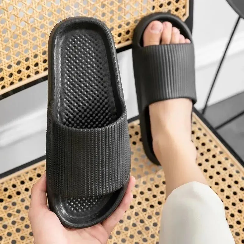 Unisex Stepping on Shit Slippers Ladies Summer Home Non-slip Bathroom Bath Couple Slippers Sandals and Slippers Men Outer Wear Light Flip Flops