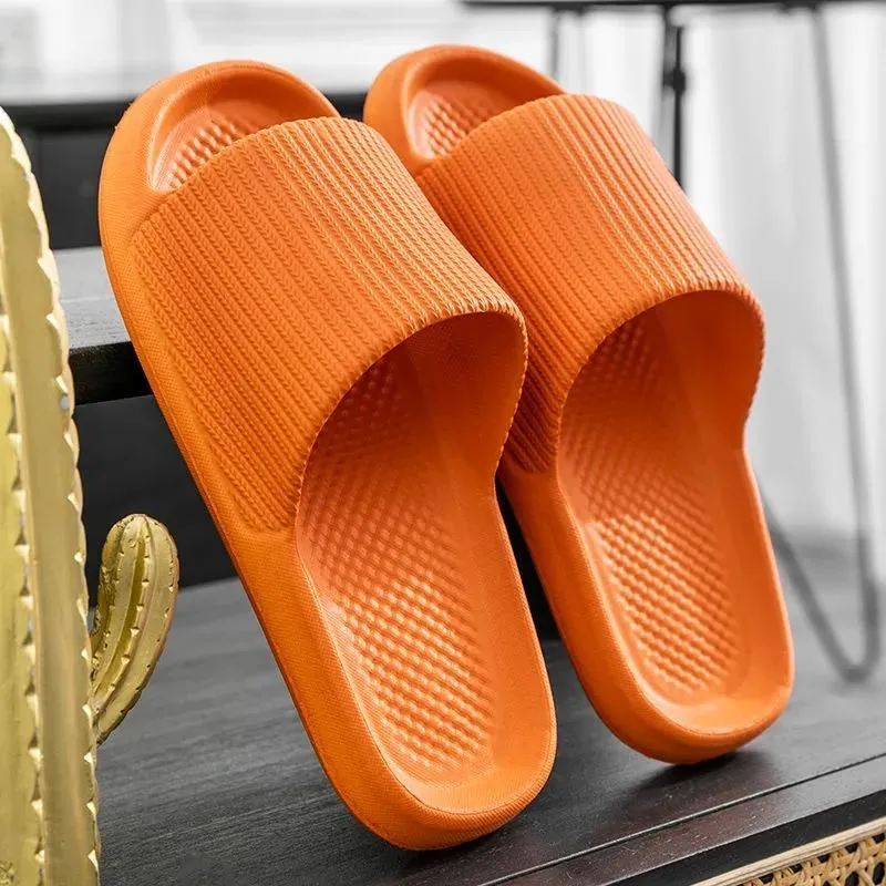 Unisex Stepping on Shit Slippers Ladies Summer Home Non-slip Bathroom Bath Couple Slippers Sandals and Slippers Men Outer Wear Light Flip Flops