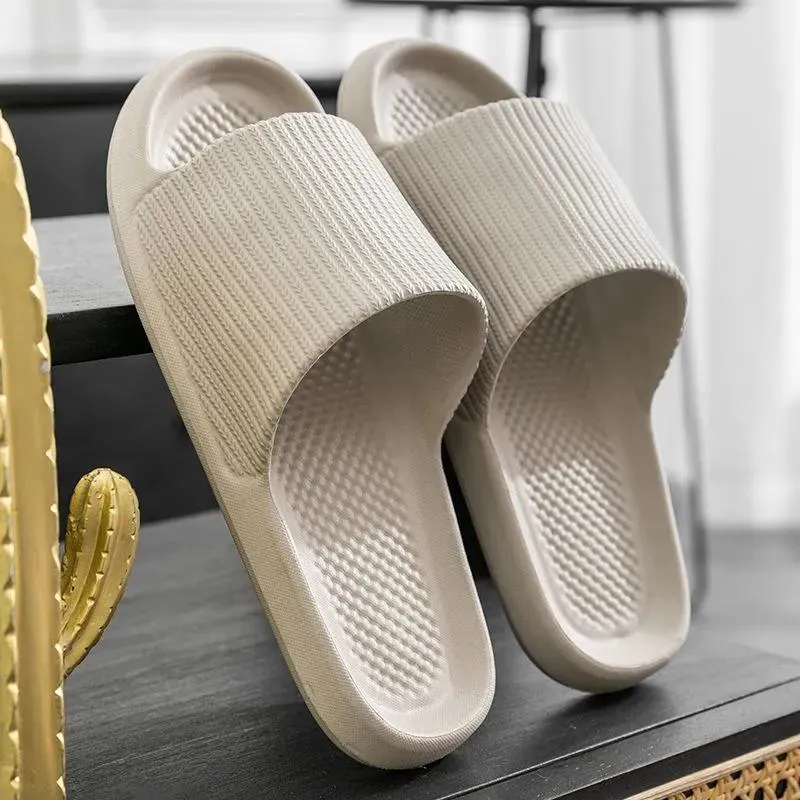 Unisex Stepping on Shit Slippers Ladies Summer Home Non-slip Bathroom Bath Couple Slippers Sandals and Slippers Men Outer Wear Light Flip Flops