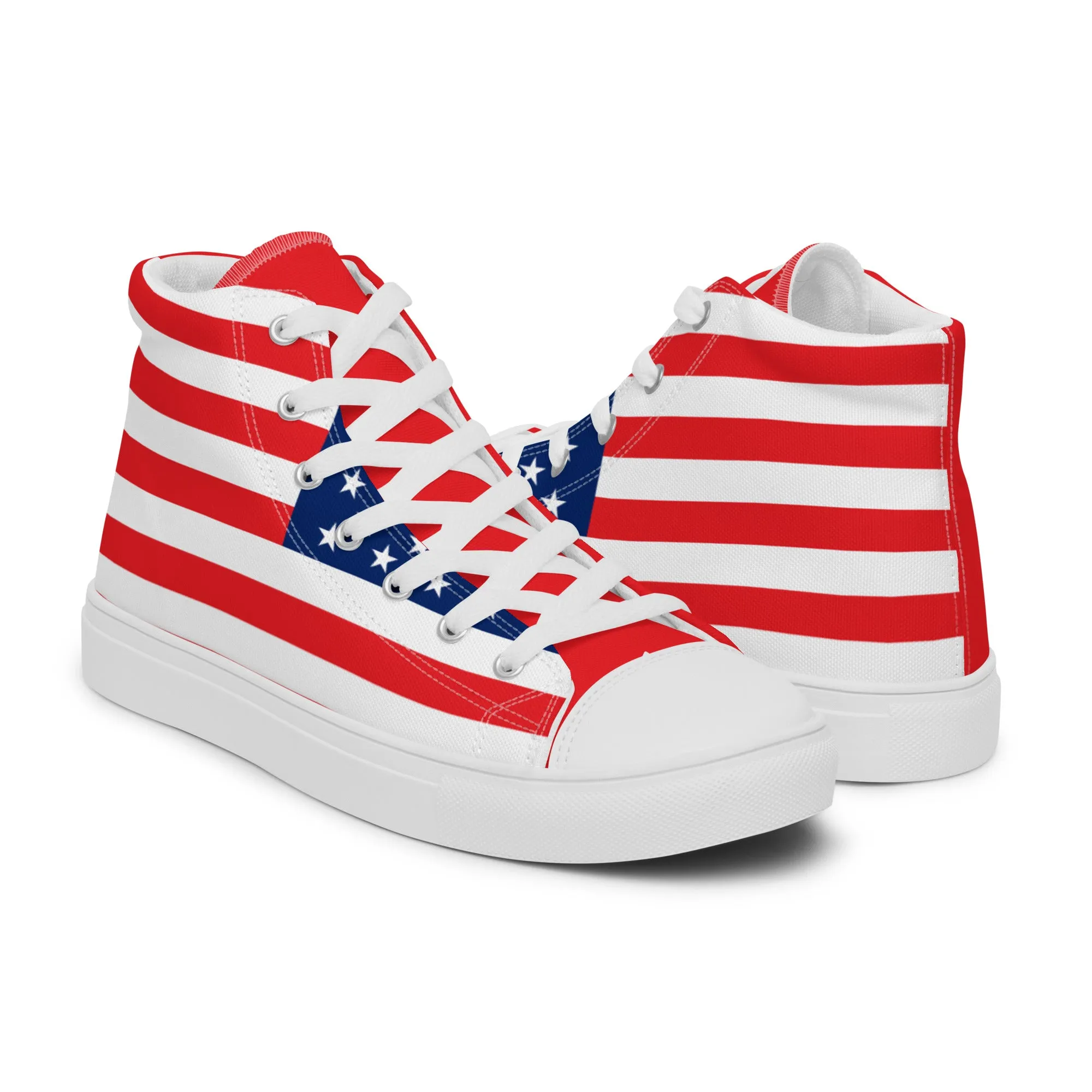 U.S.A Flag - Sustainably Made Men’s high top canvas shoes