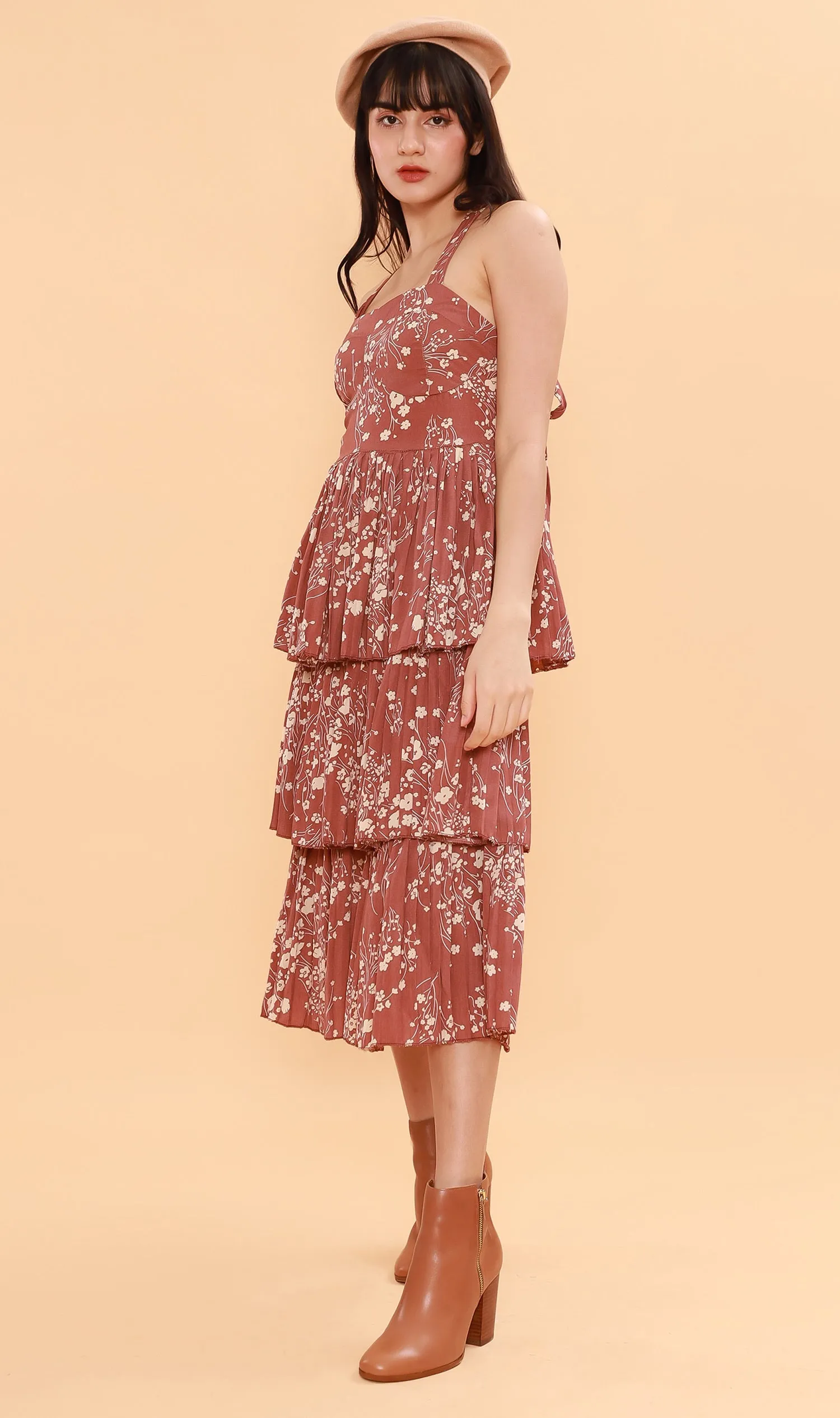 VIVIAN Tiered Dress (Old Rose)