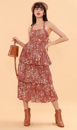 VIVIAN Tiered Dress (Old Rose)