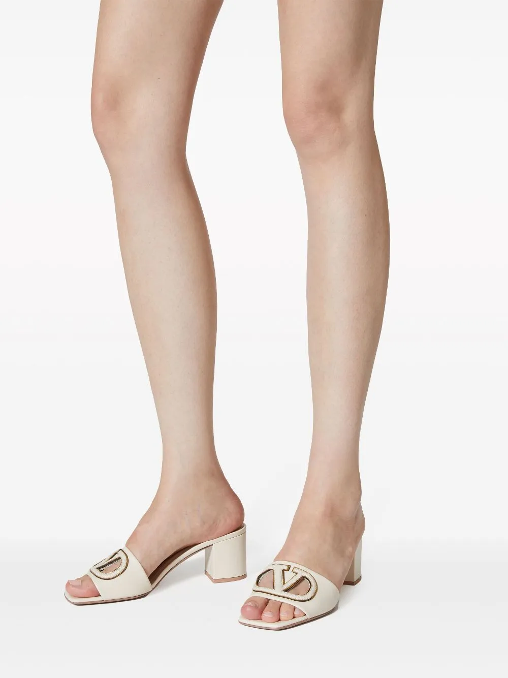 Vlogo cut-out leather mules