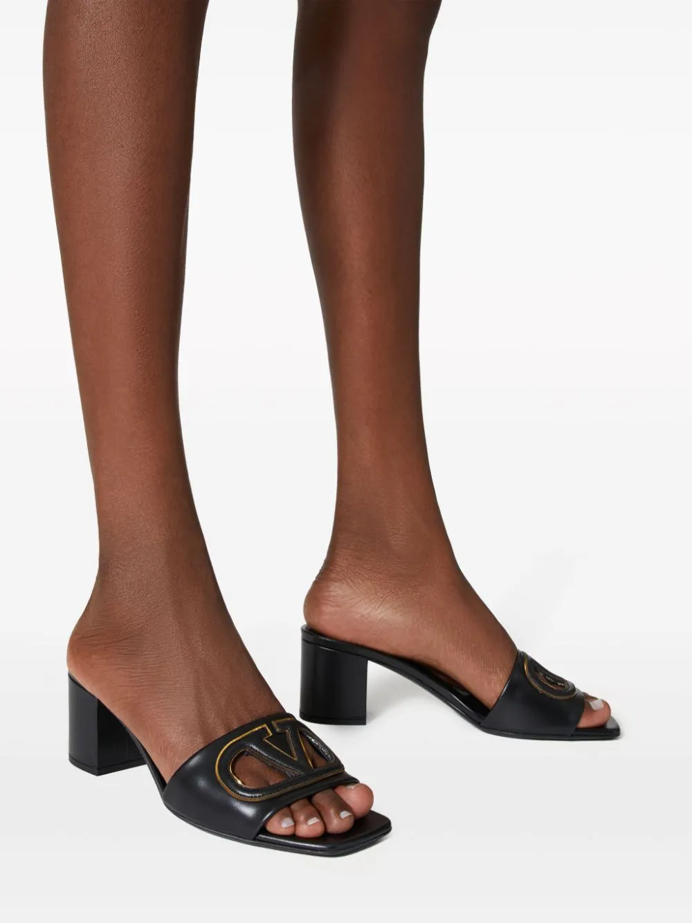 Vlogo cut-out leather mules