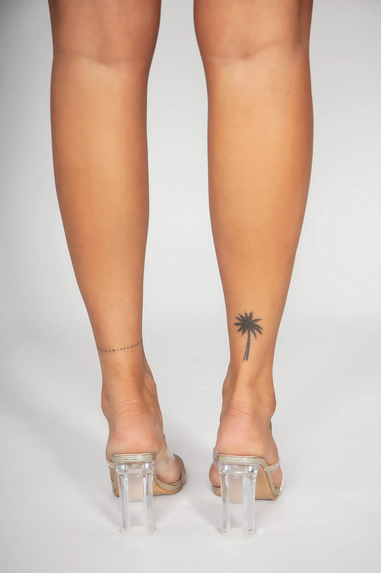 Wendy Gold Perspex Diamante Mules