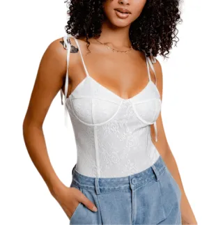 White Lace Corset Bodysuit