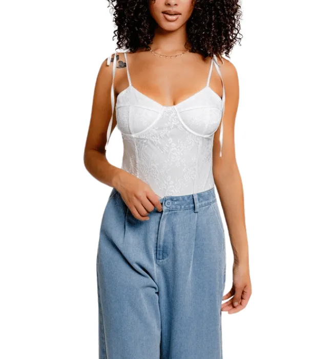 White Lace Corset Bodysuit