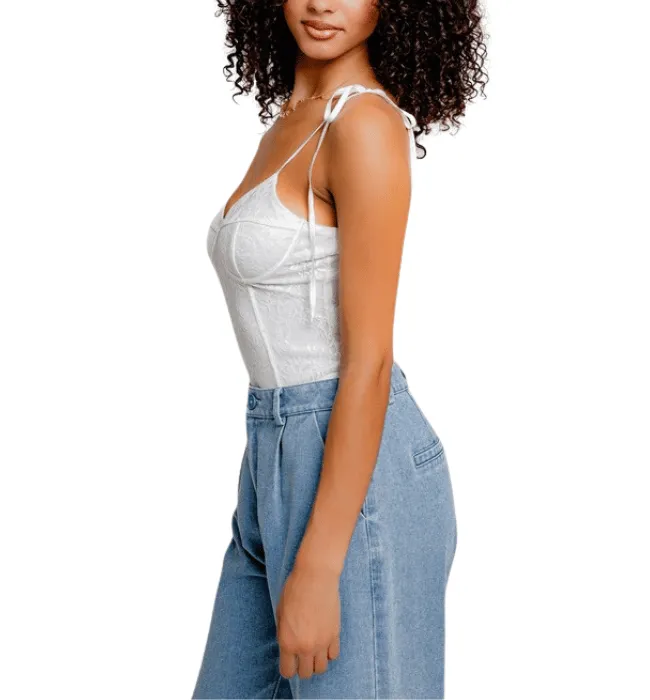 White Lace Corset Bodysuit
