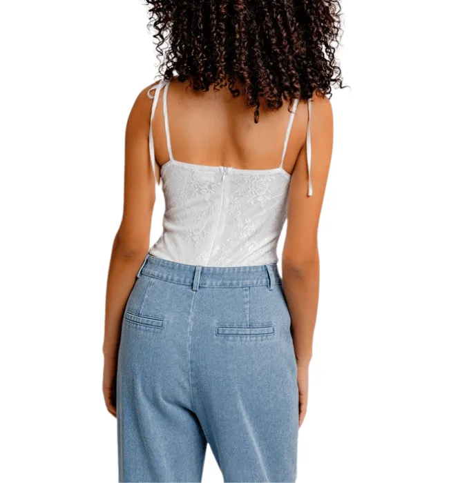 White Lace Corset Bodysuit