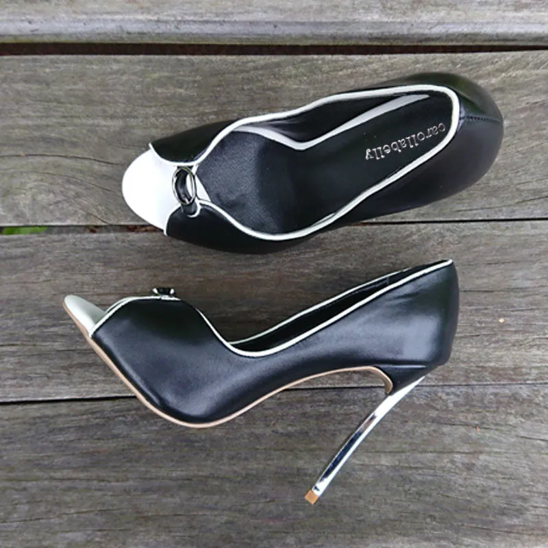 Woman High Heels Stilettos Shoes Women Pumps Peep Open Toe Women Sandals 12CM PU Leather Wedding Shoes Big Size