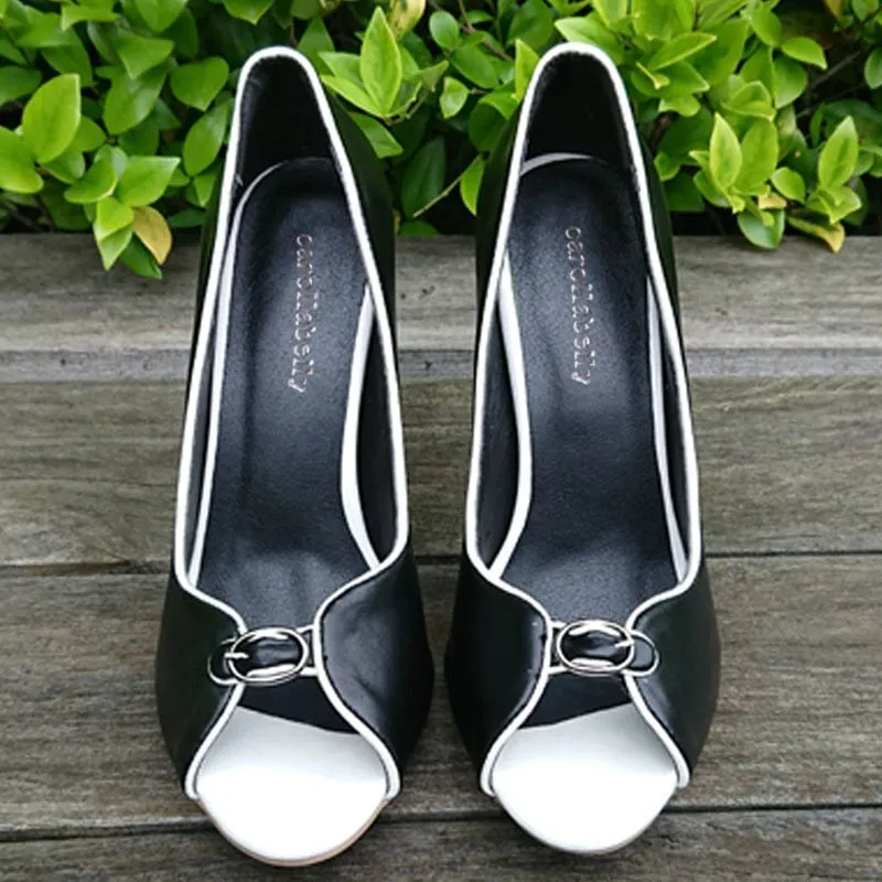 Woman High Heels Stilettos Shoes Women Pumps Peep Open Toe Women Sandals 12CM PU Leather Wedding Shoes Big Size