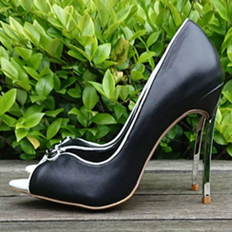 Woman High Heels Stilettos Shoes Women Pumps Peep Open Toe Women Sandals 12CM PU Leather Wedding Shoes Big Size