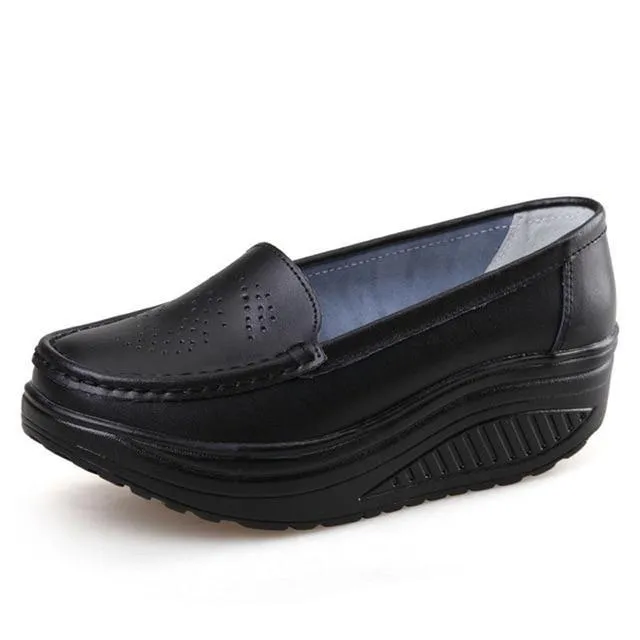 Woman Shoe Summer genuine leather Hollow out breathable swing shoes
