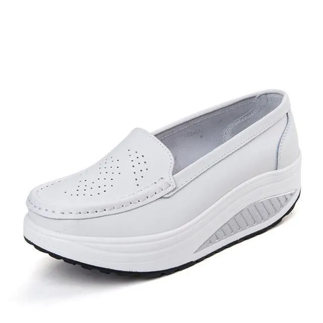 Woman Shoe Summer genuine leather Hollow out breathable swing shoes