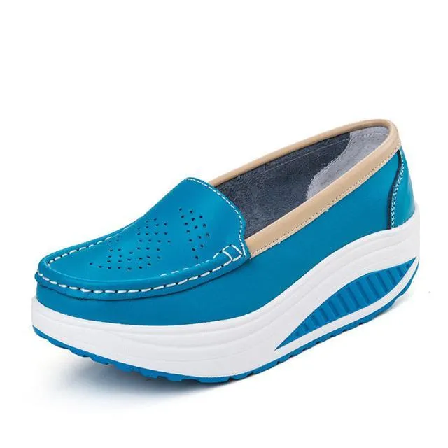 Woman Shoe Summer genuine leather Hollow out breathable swing shoes