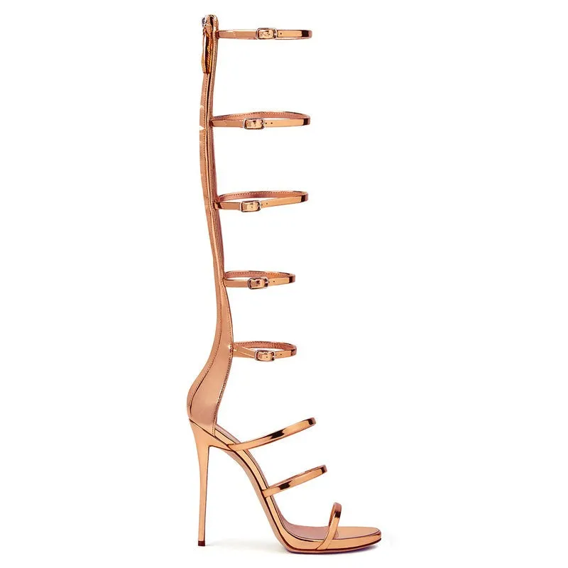 Women Fish Mouth High-top Roman Buckle Sandals