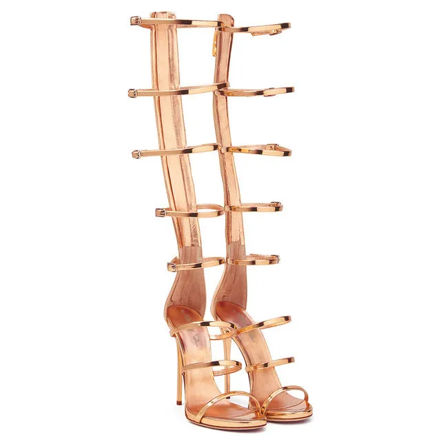 Women Fish Mouth High-top Roman Buckle Sandals