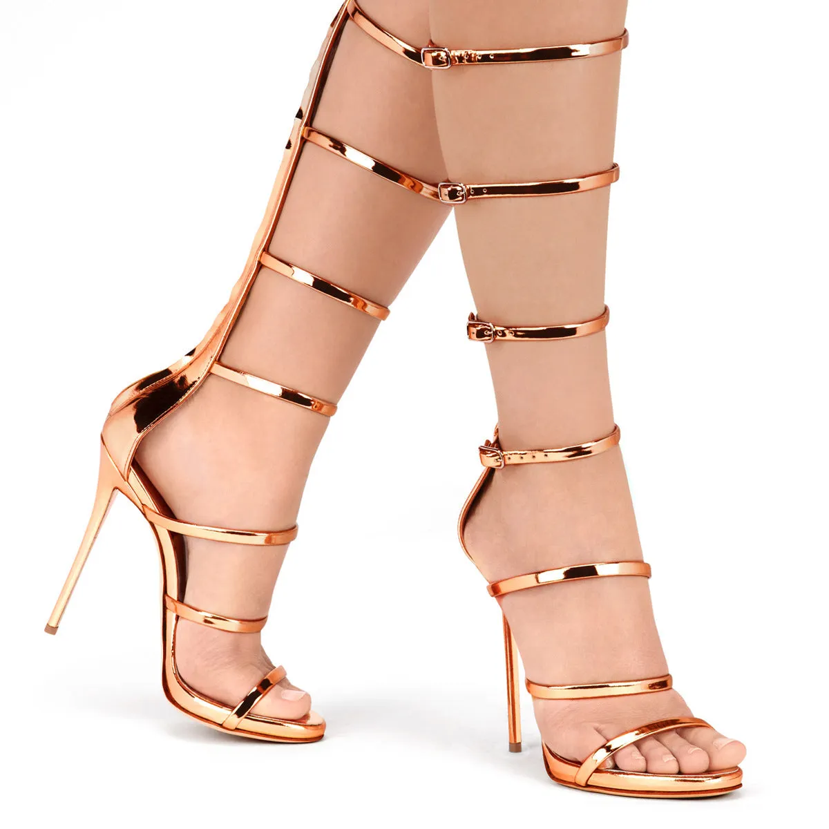 Women Fish Mouth High-top Roman Buckle Sandals