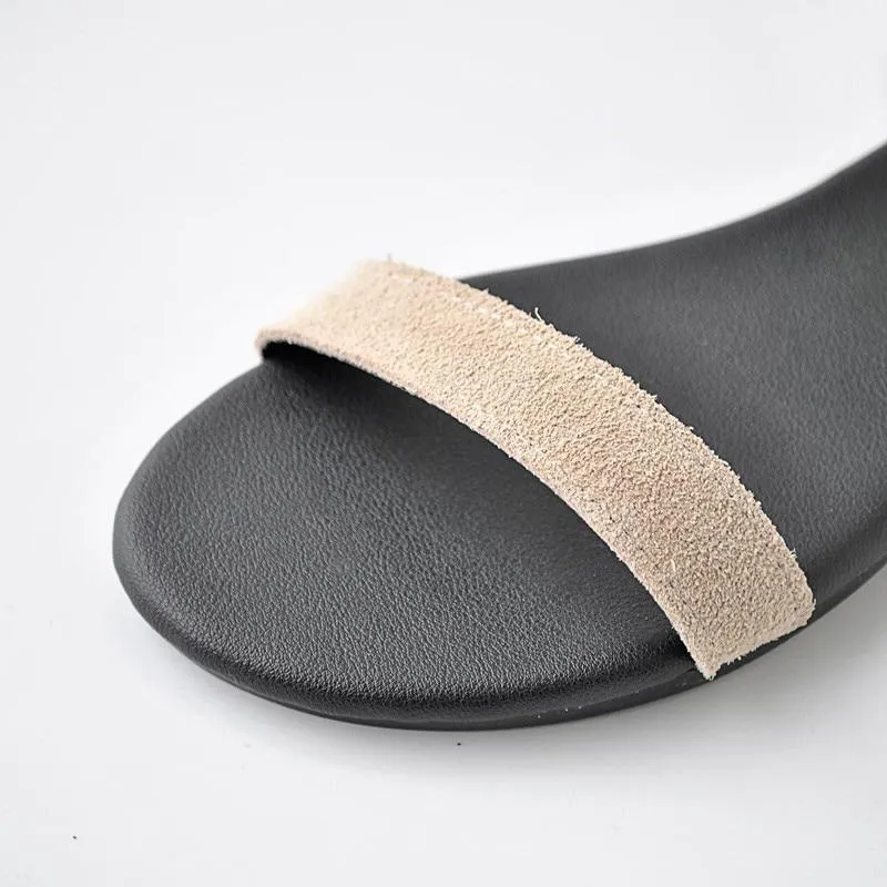 Women Flat Sandals Genuine Cow Suede  New Ladies New Flat Sandal