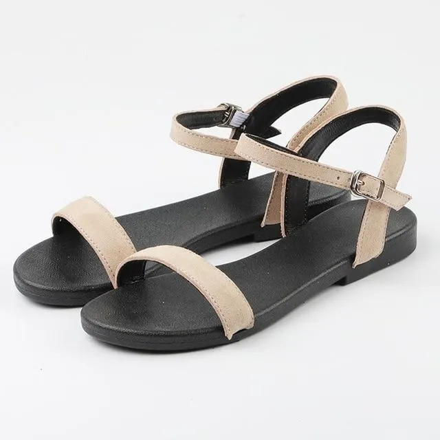 Women Flat Sandals Genuine Cow Suede  New Ladies New Flat Sandal