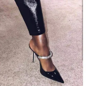 Women High Heel Mules Slip on Clogs Pointed Toe Stiletto Pumps