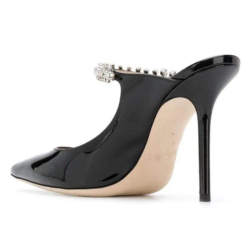 Women High Heel Mules Slip on Clogs Pointed Toe Stiletto Pumps