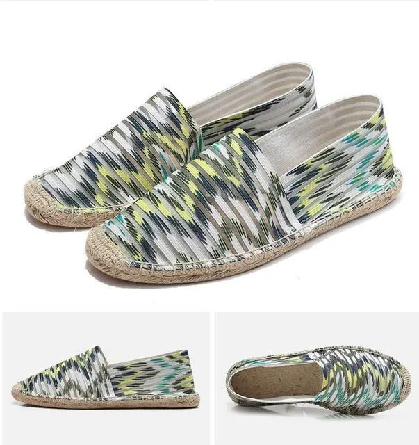 Women striped Casual Shoe female Canvas Fisherman loafers