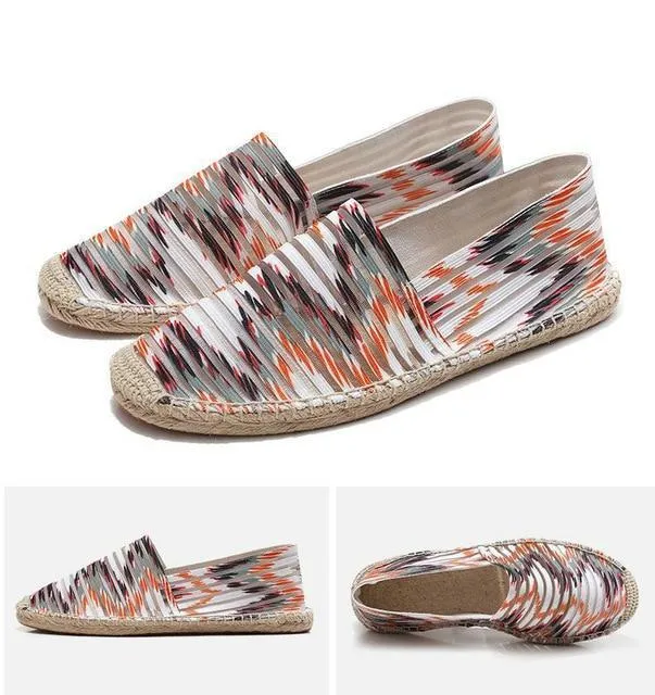 Women striped Casual Shoe female Canvas Fisherman loafers