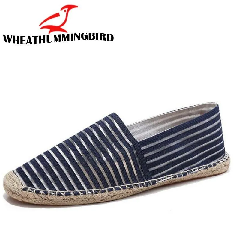 Women striped Casual Shoe female Canvas Fisherman loafers