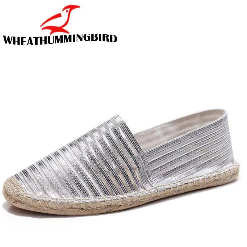Women striped Casual Shoe female Canvas Fisherman loafers