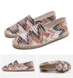 Women striped Casual Shoe female Canvas Fisherman loafers