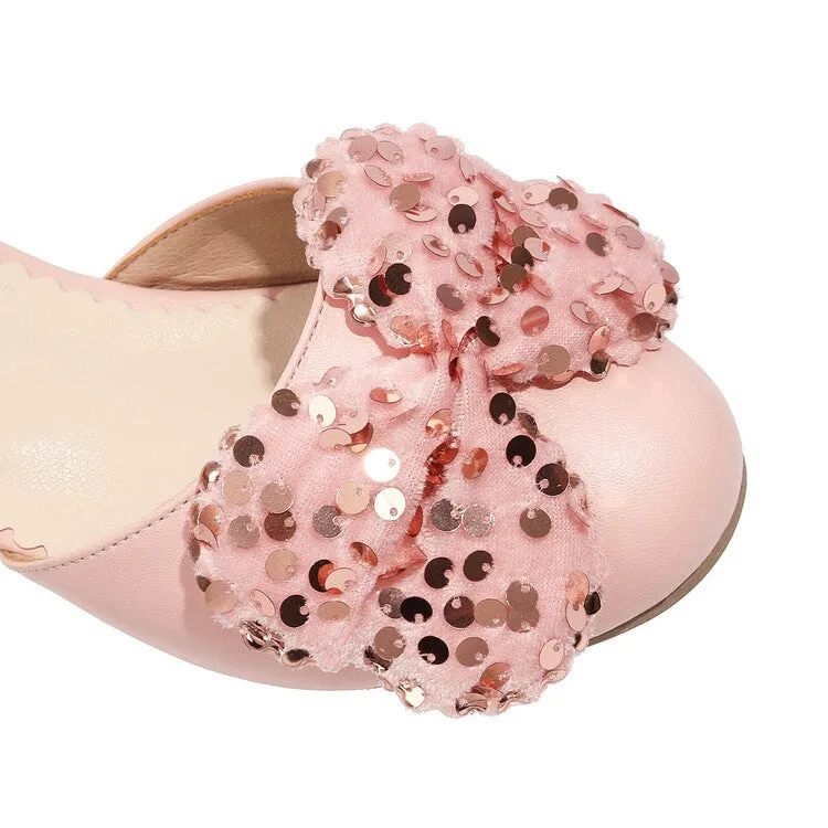Women's Ankle Strap Rhinestone Butterfly Knot Hollow Out Block Heel Sandals