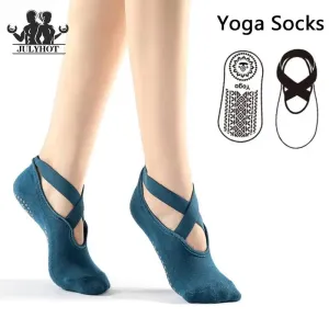 Women's Anti-Slip Yoga Socks with Grips and Straps