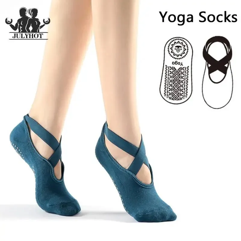 Women's Anti-Slip Yoga Socks with Grips and Straps